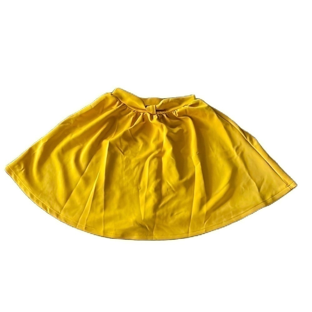 Allegra K Bright Yellow Gold Women’s Circle Skirt Large EUC Stretch Elastic Belt